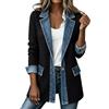 DeHolifer Cardigan Donna in Denim Patchwork - Colletto a Risvolto Giacca