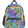 RPLIFE Zainetto colorato con piume di pavone per bambini, per la scuola, mini borsa da viaggio, 3-8 anni