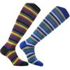 CALZE PRESTIGE (2 PAIA) Calze uomo lunghe in pregiatissima lana merino extrafine, elasticizzate, calde e morbide a righe pari multicolor - 100% Made in Italy (A1)