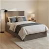 Talamo Italia - Letto Piazza e mezza Cleneide, Set testata in ecopelle con rete ortopedica e mantovana, 100% Made in Italy, con materasso incluso, Cm 120x190, Bianco