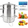 AREBOS Spremiagrumi a vapore AREBOS, 15 L, pentola a pressione, acciaio inox, adatto a tutti i piani di cottura compresa l'induzione, Ø 26 cm