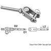 Osculati Terminale in acciaio inossidabile, cavo da 12 mm, modello forchetta, codice articolo Osculati 05.193.12