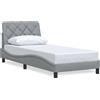 vidaXL Struttura letto senza materasso grigio chiaro 80x200 cm in tessuto