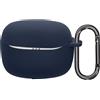 kwmobile Custodia protettiva kwmobile per JBL Tune Beam 2 - Custodia in TPU e silicone per custodia di ricarica delle cuffie - Custodia antiurto con moschettone - Blu scuro