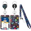 BTHRORO Porta Badge da Collo con Cordino, Porta Badge Retrattile con Portachiavi Cordino Lanyard Staccabile Portabadge Collo Motivo con Console Gioco per Studenti Infermiera Insegnanti Impiegati
