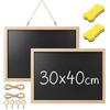Golgner Set di 2 lavagne con cornice in legno, 30 x 40 cm, lavagna in ardesia da scrivere, con 2 spugne, lavagna da appendere, piccola lavagna per matrimoni, promemoria, feste, scuola, cucina