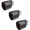 Poly Pool POLYPOOL | Presa Schuko Adattatore Presa Tedesca Spina 10A 2P+T e Presa 10-16A 2P+T (Standard Italiano 10A e Tedesco 16A con Terra Laterale) - 3 Adattatori Neri - PP0433.13
