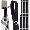 Your Day Mate Appendini senza cucitura per tessuti, confezione da 12, 150 x 12 mm, in nero, in cotone, chiusura a scatto, linguette per asciugamano da tè, asciugamano da bagno, straccio, stoffa, decorazione