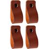 Brute Strength - Maniglie in pelle - 12,5 x 2,5 cm - Cognac - 4 pezzi | Maniglie e tiranti in cuoio pieno fiore per mobili, armadi e cassettiere; viti corte e lunghe incluse