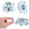 M METERXITY 100-Pack M6x9mm Dado A T, Acciaio Al Carbonio Inserto Filettato A 4 Punte Per Legno/Appigli Per Arrampicata Su Roccia/Mobili, Fascette Resistente Alla Corrosione