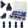 Teuaplo Connettore Pneumatico Rapido, 46 Pezzi Kit Raccordi Pneumatici a Pressione con Dritto/Gomito/Tee/Splitter Connettore e 4-6,4-8,6-8mm Riduttore Pneumatico Connettore per Collegare Aria e Acqua