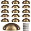 VARHHUXHA Manici a Conchiglia, 16 Pz, Vintage, Bronzo, per Cassetti | Design semicircolare elegante e senza tempo - perfette come pomelli per mobili per cucine e camere.