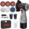 TEENO Smerigliatrice Angolare Senza Fili 76mm Brushless 19.500 giri/min | 800W, Display LED, 2 Batterie 2000mAh, 6 Dischi & Valigetta. Taglio, Levigatura, Lucidatura - Metallo, Legno, Piastrelle.