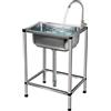 MJYDKBZ Lavello in Acciaio Inox Industriale, Lavello da Esterno con Rubinetto | Lavello Commerciale Autoportante Lavello di Utilità Lavabo Cucina Lavamani Industriale Per Garage Cortile Giardino 42X37cm