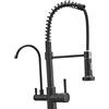 XJTNLB Rubinetto Cucina 3 Vie Miscelatore Cucina Nero con Doccetta Estraibile Rubinetto Tre Vie Cucina Miscelatore 3 Vie Miscelatore Lavello per Acqua Potabile Nero,B