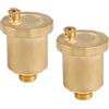 LALAGO 2 Pezzi Valvola di Ventilazione DN10 3/8 | Valvola di Sfogo Aria Automatica, Valvola di sfiato dell'aria di protezione della ruggine d'ottone