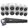 ANNKE C800 Turret PoE 4K Ultra HD Kit di Videosorveglianza Rete NVR 16CH 4K con 3TB Disco Rigido e 12 Telecamere di Sorveglianza Sistema APP Avviso di Acesso Remoto - 3TB HDD