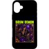 Halloween Glam Retro Vintage Comics Pop Custodia per iPhone 16 Plus Drum Demon Drummer Devil Horns Satana Spooky Horror Uomo Ragazzo