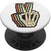 Retro Skeleton Peace Sign Vintage 70s Sp Retro segno della pace V dita vintage anni '60 '70 '80 fresco scheletro PopSockets PopGrip Adesivo