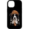 Vintage Border Collie Iced Coffee Funny Custodia per iPhone 14 Border Collie bere caffè freddo divertente cane hipster