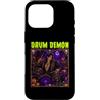 Halloween Glam Retro Vintage Comics Pop Custodia per iPhone 16 Pro Drum Demon Drummer Devil Horns Satana Spooky Horror Uomo Ragazzo