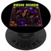 Halloween Glam Retro Vintage Comics Pop Drum Demon Drummer Devil Horns Satana Spooky Horror Uomo Ragazzo PopSockets PopGrip Adesivo