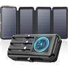 A ADDTOP Banca di energia solare 16.000 mAh - Banca di potere senza | 20 W Schnellladefunktion Solar Ladegerät mit 4 pannelli solari, PD QC 3.0 USB C Externe Handyakkus mit Taschenlampen for