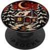 Rustic Forest Retreat Designs Accogliente cabina invernale luna crescente arte tradizionale tatuaggio PopSockets PopGrip Adesivo