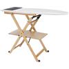 Liberoshopping Asse da stiro in legno di faggio richiudibile con ruote e ripiano porta biancheria - modello Revi Made in italy (Naturale)