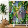 SDOTPMT 165x183cm Tenda da Doccia Rana Farfalla Carina Divertente Animale Verde Pianta Foglie Fiore Bagno Estate Foresta Naturale per Bambini Poliestere con Ganci