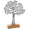 Logbuch-Verlag - Statuetta a forma di albero della vita, in metallo e legno, scultura da appoggiare, decorazione, 27 cm, colore argento