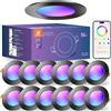 DUSKTEC Faretti LED da Incasso per Cartongesso Alexa RGB Cambia Colore 7W, 12 Pezzi | 2700K-6000K Dimmerabili Faretti Soffitto Nero Smart Bluetooth 220V Colorati Intelligenti, Spot LED Bluetooth Multicolore