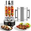 VeftBltrem Vertical Grill 1000W, Griglia Elettrica Barbecue con Tubo Riscaldante in Vetro, Rotazione Automatica 360°, Temperatura 500°C, 12 Spiedini in Acciaio Inox 304, Senza Fumo per Kebab, Pollo e Carne