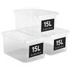 AHIOVA 3 Scatole Plastica con Coperchio Grandi 15L 39x28,5x18,5 cm