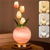 Wekity Lampade a forma di tulipano, 3 colori dimmerabili, luce notturna a forma di pianeta, ricaricabile, senza fili, piccola, lampada da tavolo per appuntamenti e feste, decorazione per la casa (rosa