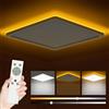 Bowfar Plafoniera LED, Lampada da Soffitto 24W 2800LM con Telecomando Dimmerabile 3000K-6500K, Luce notturna 1800K Ambra, Lampada da Bagno per Soggiorno Cucina Camera Ø29,5x2,5cm, Bianco Quadrato