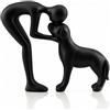 LOVIN PRODUCT Cane & Io Statua Nera, Ricordo per Amanti dei Cani | Figurina Resina per Arredo, per Mensola, Soggiorno, Camera, Ufficio, Scrivania, Grazioso Ricordo per Amanti Animali