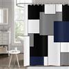 Hnmdmyi Tenda da doccia blu 180x200, Tende da doccia grigio bianco e nero Tenda da bagno moderna geometrica decorativa impermeabile in tessuto poliestere lavabile Tenda da bagno per bagno con ganci