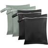 Wusboo Sacchetti Impermeabili da Viaggio 40 x 30cm, Sacco da Bucato Impermeabile 2 Verde-Grigio & 2 Nero, Sacca Impermeabile Piscina Wet Bag Riutilizzabile Con Cerniera per Biancheria e Pannolini