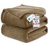 WAVVE Plaid Coperta Pile di Flanella 260gsm - 220x240 cm, Camel - Pled Divano Pelosa Letto Matrimoniale King 240x220 - Copridivano di Microfibra Calda e Morbida