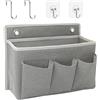 exylosluxek Organizzatore Sospeso Grigio, Appendiabiti Campeggio - Contenitore Multitasche con 2 Ganci Autoadesivi e 2 Ganci Metallici