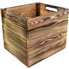 Creative Deco Cassetta Fiammata per Scaffale Kallax, 33 x 37 x 33 cm | In legno fiammato, con maniglie, compatibile con scaffali Kallax, cubo portaoggetti salvaspazio per armadio
