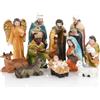 Nordstern Scena natalizia Nordstern con 11 figure del Presepe - Dettagli in design classico con Sacra Famiglia, Tre Re Magi, Angeli e Pastore