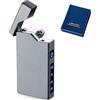 Leikurvo Accendino elettronico USB, accendino elettrico USB, ad arco a LED, doppio arco, con indicatore di batteria, antivento, al plasma, con confezione regalo (grigio scuro)