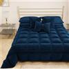 PETTI Artigiani Italiani - Trapunta Invernale Matrimoniale 260x270 cm in Velluto, Copriletto Piumone Double Face Anallergico 350 g/m², Trapunta Calda per Letto, Blu Scuro, Made in Italy