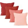 Encasa XO Copricuscini Divano, Senza Imbottitura 40x40 cm | Combo rosso, 100% Cotone | Cerniera Invisibile | Lavabile in Lavatrice | Traspirante, Durevole | Uso Interno | Set di 2