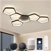 Kuwork Plafoniera LED Soffitto Intelligente Matter 90cm 58W Nero | Compatibile Alexa HomeKit Google,Dimmerabile 3000K-6500K,Telecomando Incluso,Per Soggiorno Camera Cucina