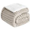 RUIKASI Plaid Coperta Pile Singolo - 130x150 cm Coperta Termica Invernale Sherpa Morbida per Divano e Letto Singolo, Beige