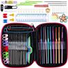 Anpro Set di uncinetto lavorato a maglia in alluminio, 100 pezzi kit uncinetto, 11 misure per principianti, accessori per uncinetto colorati, con sacchetto di immagazzinaggio