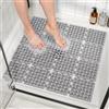 HITSLAM 60 x 60 cm Tappetino Doccia, Quadrato Tappetino da Bagno in TPE Morbido Tagliabile su Misura Senza Odori con Ventose e Fori di Drenaggio, Tappeto Doccia antiscivolo senza BPA, Grigio Scuro